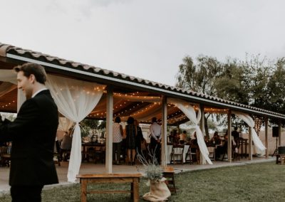 Outdoor wedding reception using string lighting in Mesa AZ