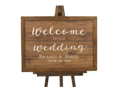 wood wedding welcome sign