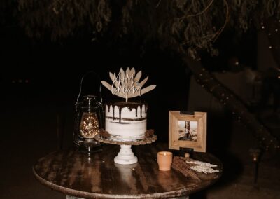 Cake stand on a Single Wine Barrel Table