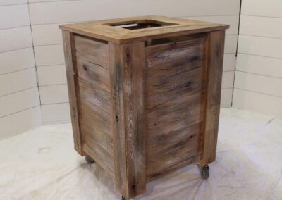 rolling trash can cover made out of wood