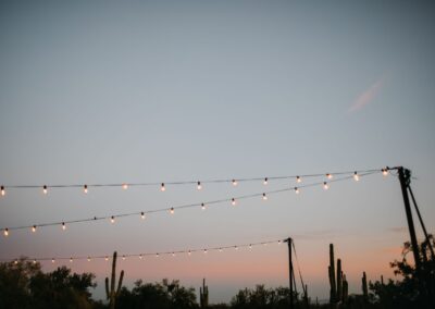 string lights outside desert wedding