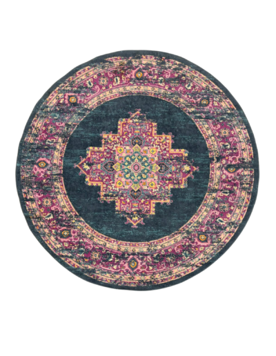 Round pink and blue rug 8ft