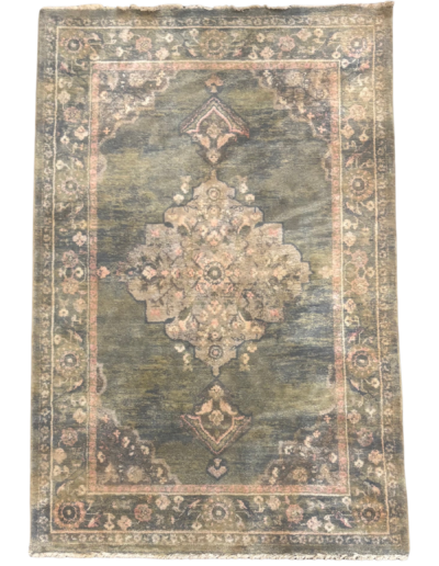 Pink and Green Boho Rug rental 5x7